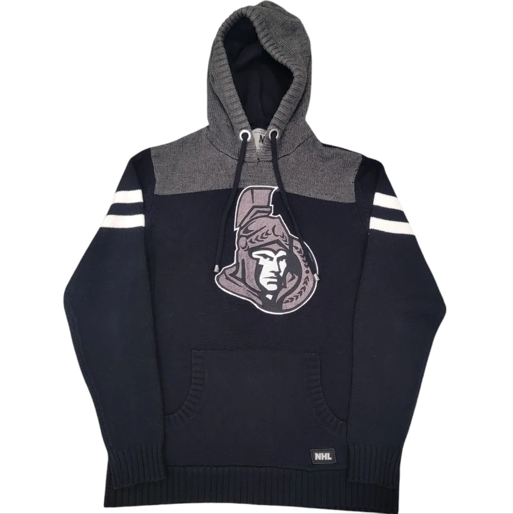 NHL by ILANCO Ottawa Senators Knit Hoodie Black Sens Pullover Sweater Me… - Picture 2 of 16